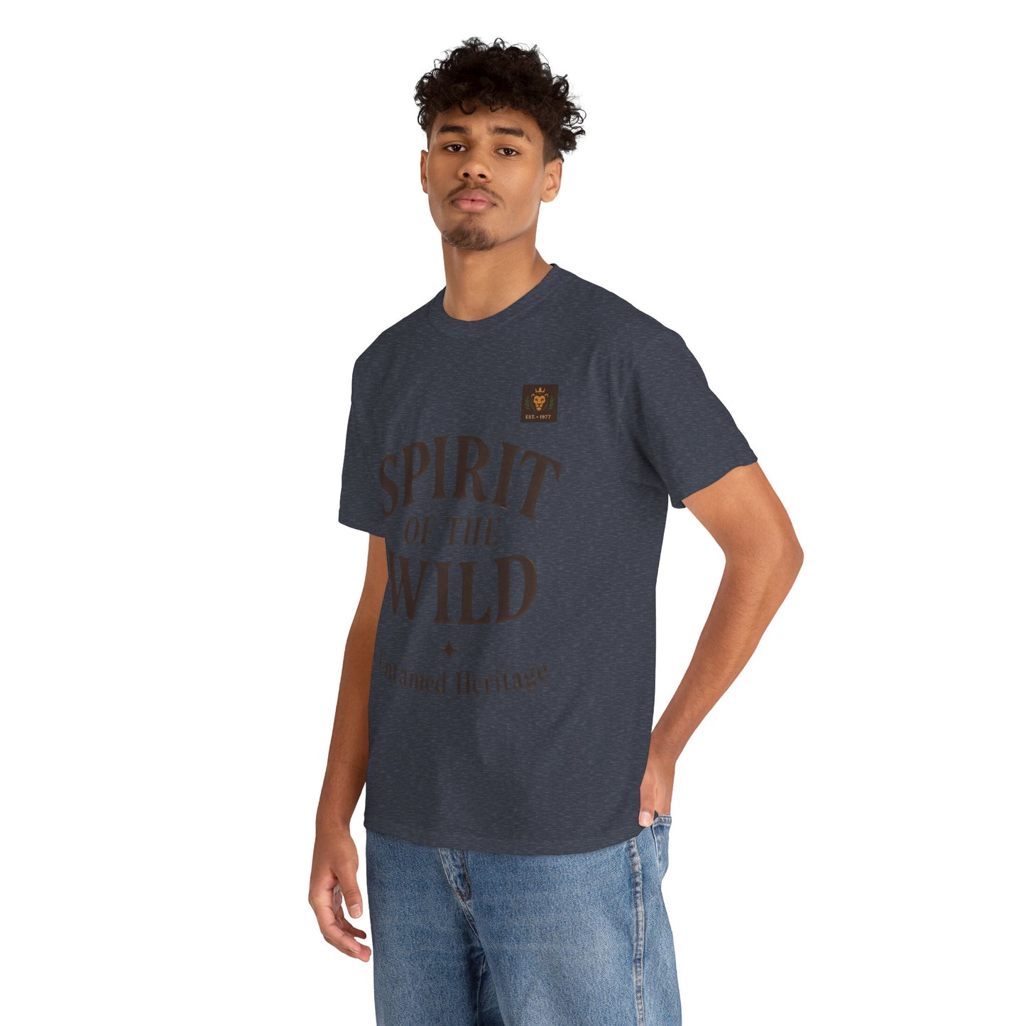 Spirit of the Wild Mens Heavy Cotton Tee, Nature Lover Gift, Outdoor Adventure Shirt, Unisex Tee, Casual Wear, Unique Graphic Apparel