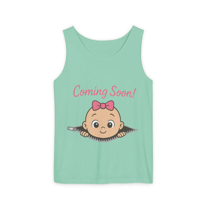Coming Soon Maternity Tank Top, Cute Baby Girl Pregnancy Announcement Shirt, Expecting Mom Gift, Gender Reveal Tee, Baby Shower Gift