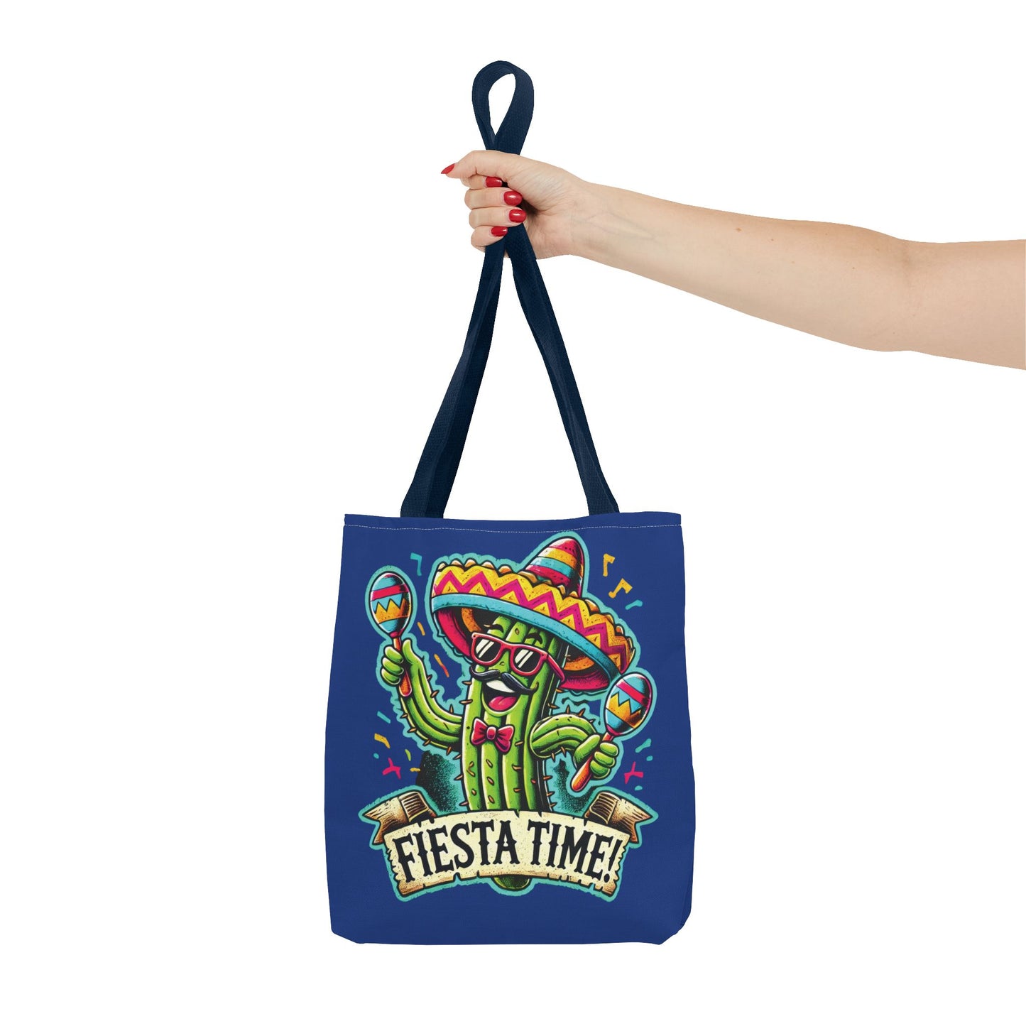 Fiesta Time Cactus Tote Bag, Funny Mexican Party Gift, Sombrero Maracas Print, Cinco de Mayo Bag, Summer Festival Tote, Beach Bag, Shopping