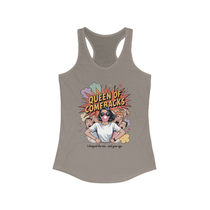 Queen of Comebacks Racerback Tank, Funny Graphic Tee, Gift for Women, Casual Summer Top, Trendy Workout Shirt