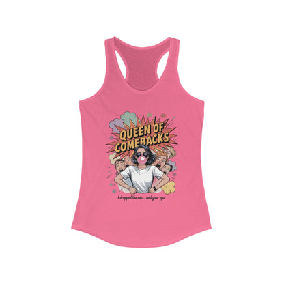 Queen of Comebacks Racerback Tank, Funny Graphic Tee, Gift for Women, Casual Summer Top, Trendy Workout Shirt