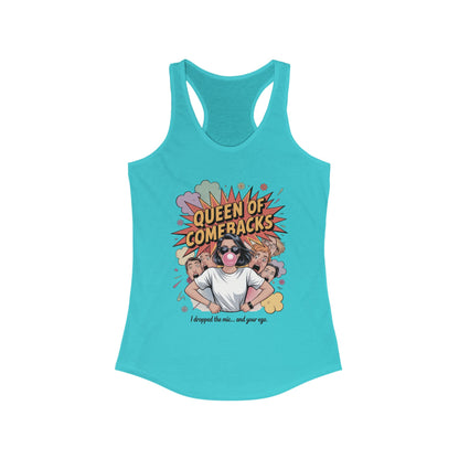 Queen of Comebacks Racerback Tank, Funny Graphic Tee, Gift for Women, Casual Summer Top, Trendy Workout Shirt