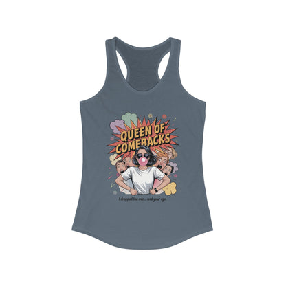 Queen of Comebacks Racerback Tank, Funny Graphic Tee, Gift for Women, Casual Summer Top, Trendy Workout Shirt