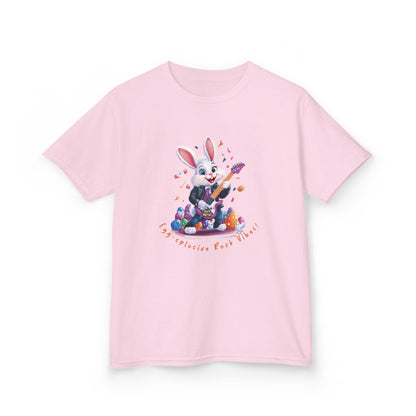 Explosive Rock Vibes Kids Tee - Fun Bunny Graphic T-Shirt for Young Rockstars