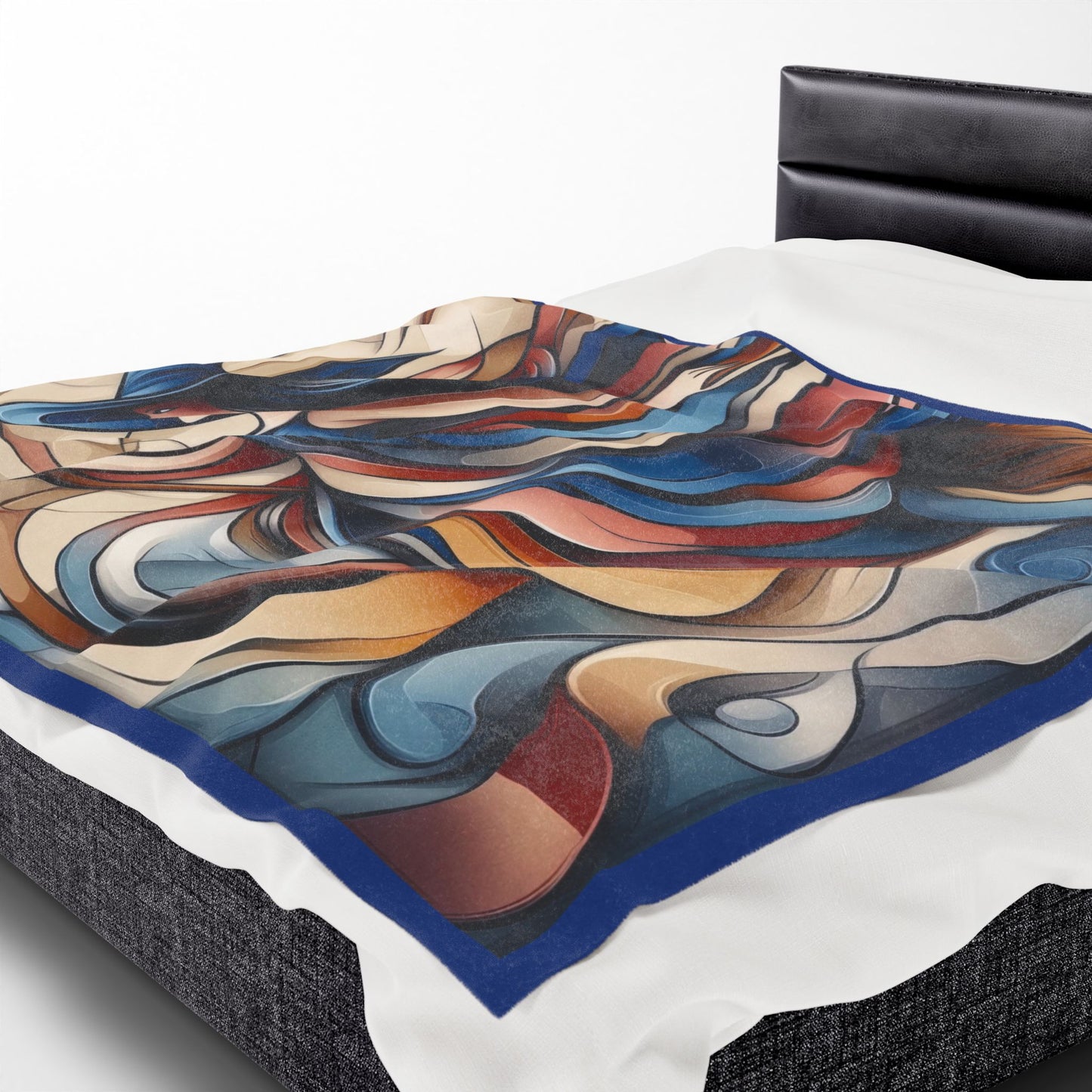 Abstract Witch Flying on Broom Velveteen Plush Blanket, Modern Art Deco Witch Blanket, Halloween Home Decor, Cozy Boho Gothic Throw Gift