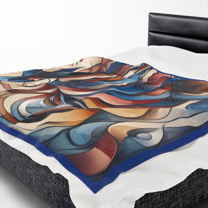 Abstract Witch Flying on Broom Velveteen Plush Blanket, Modern Art Deco Witch Blanket, Halloween Home Decor, Cozy Boho Gothic Throw Gift