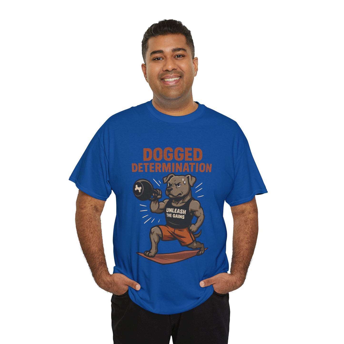 Funny Gym Dog T-Shirt for Men, Workout Bulldog Graphic Tee, Fitness Motivation Shirt, Dog Lover Gift, Dogged Determination Gym Tee