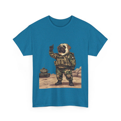 Cute Army Bulldog Tee, Funny Dog Army Pug Men's Heavy Cotton Tee, Pet Lovers Gift, Military Humor Clothing, Dog Dad T-Shirt