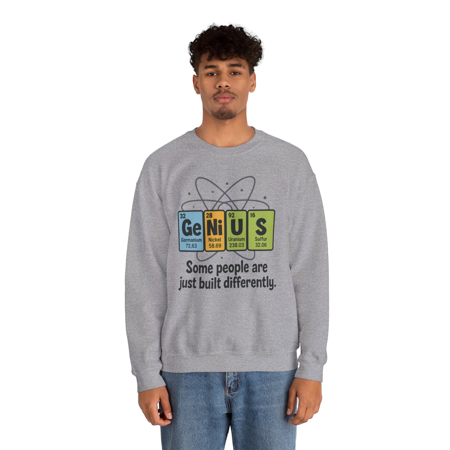 Funny Mens Genius Sweatshirt, Periodic Table Nerd Pullover, Smart Science Gift for Him, Genius Sweatshirt,  Science Lovers Gift