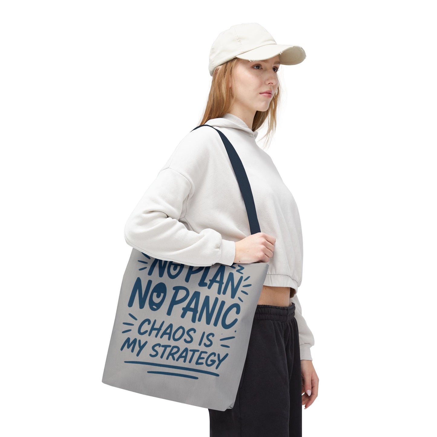 Funny Quote Tote Bag, Reusable Grocery Bag, Gift for Students, Beach Tote, Everyday Tote, Chaos Strategy Bag, Unique Shopping Bag