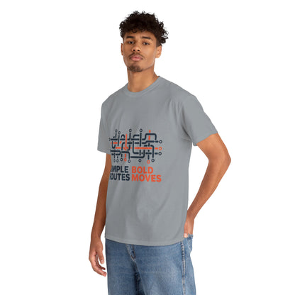 Simple Routes Bold Moves Mens T-Shirt, Minimal Urban Metro Map Graphic Tee