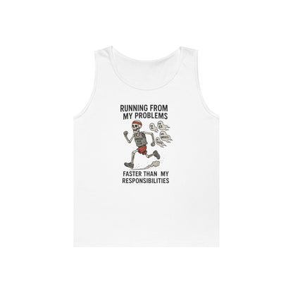 Skeleton Runner Tank for Men, Undead Jogging Club Tee, Halloween T-Shirt, Gift for Runners, Anxiety Humor Gift,  Funny Graphic Tank Top