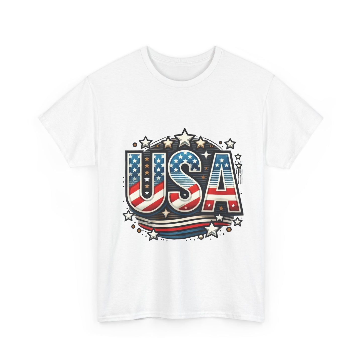 Patriotic USA T-Shirt, Unisex Heavy Cotton Tee for Independence Day, Memorial Day, 4th of July, Casual Wear, Gifts