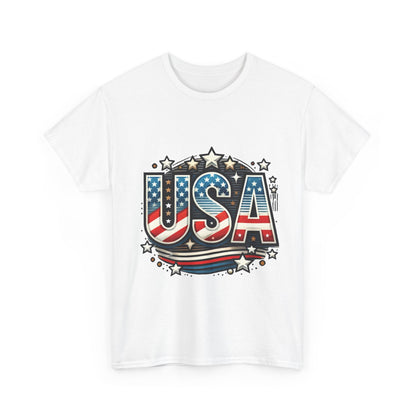 Patriotic USA T-Shirt, Unisex Heavy Cotton Tee for Independence Day, Memorial Day, 4th of July, Casual Wear, Gifts