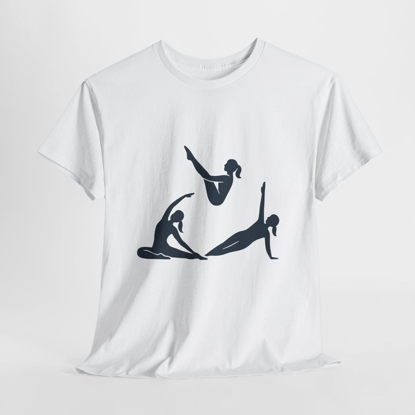 Womens Heavy Cotton Tee, Womens Pilates Graphic T-Shirt, Yoga Fitness Tee, Workout Top with Silhouette Print