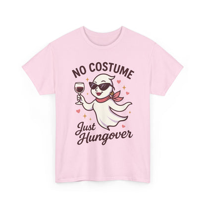 No Costume Just Hungover Women's T-Shirt, Funny Ghost Wine Halloween Party Graphic Tee