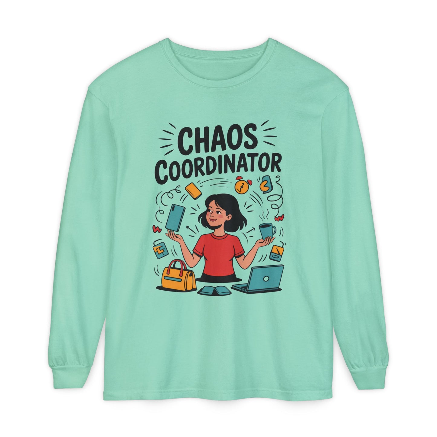 Chaos Coordinator Women's Long Sleeve, Mom Life Graphic Long Sleeve, Gift for Busy Moms, Multitasking Mom Gift, Cute Mother's Day Gift