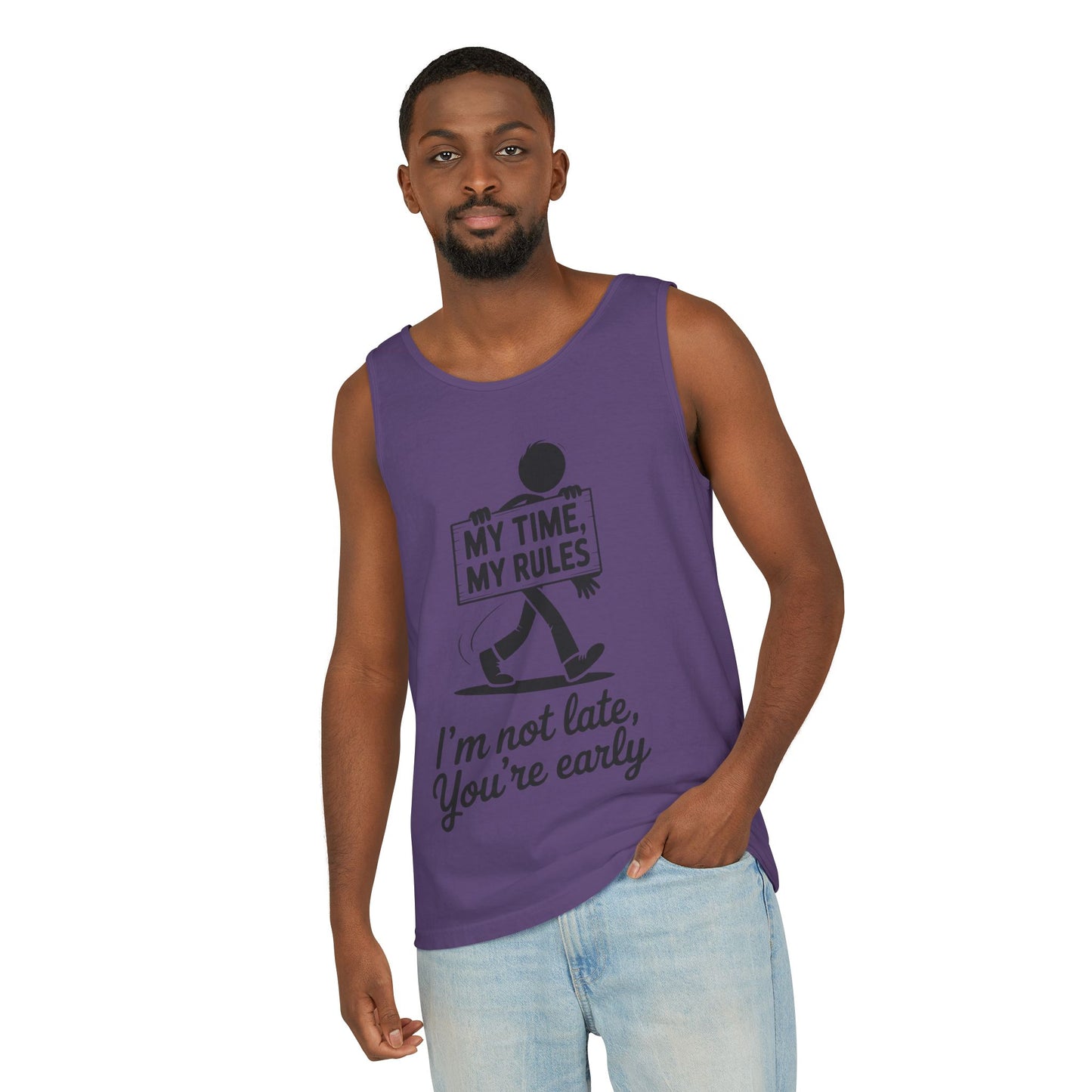 My Time, My Rules Men's Tank Top, Fun Casual Wear for Any Occasion, Relaxed Vibe, Time Management Humor, Self love t shirt
