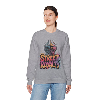 Street Royalty Women's Crewneck Sweatshirt, Graffiti Crown Graphic Pullover, Urban Streetwear Top