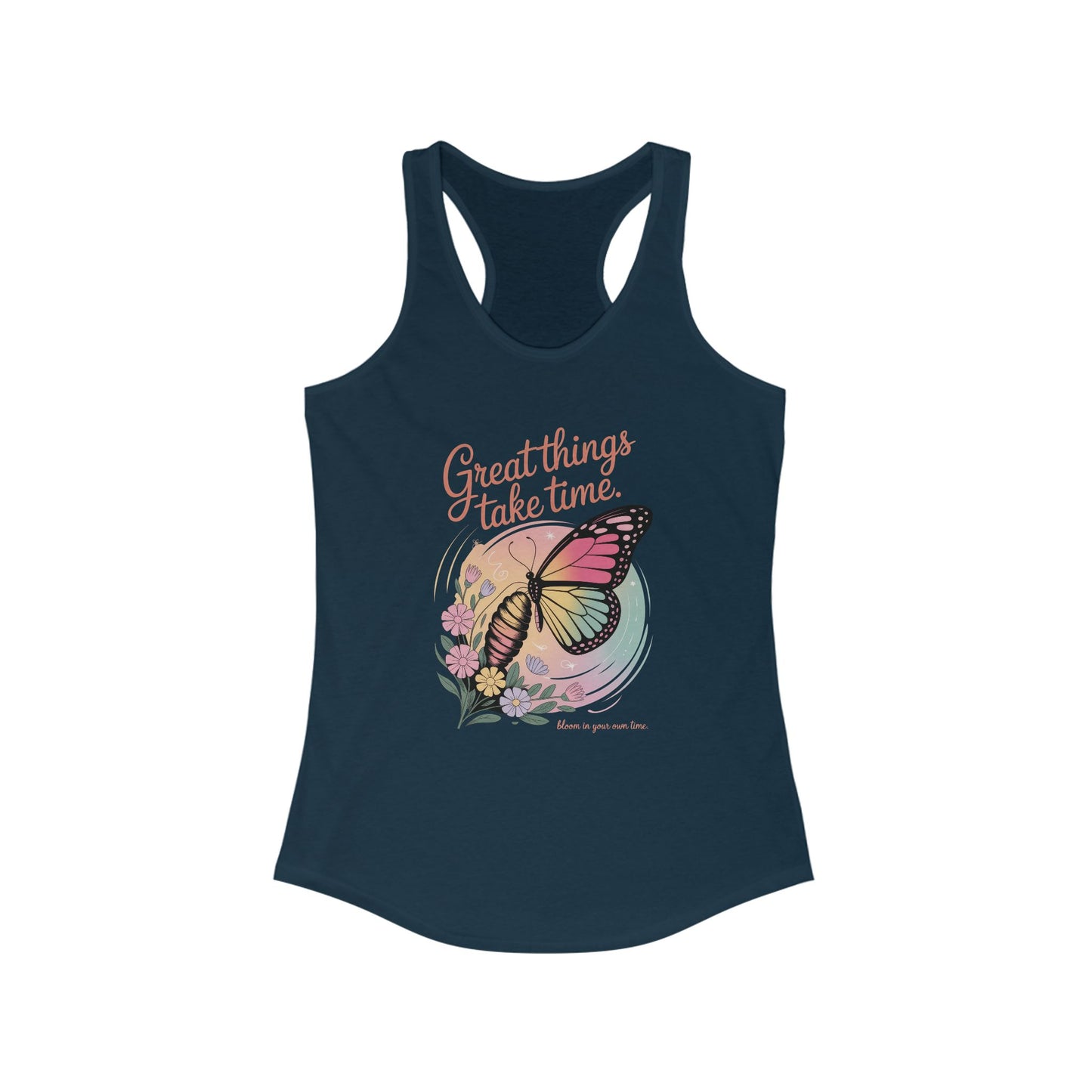 Great Things Take Time Butterfly Tank Top, Inspirational Workout Tank, Women's Fitness Apparel, Summer Activewear, Gift for Her