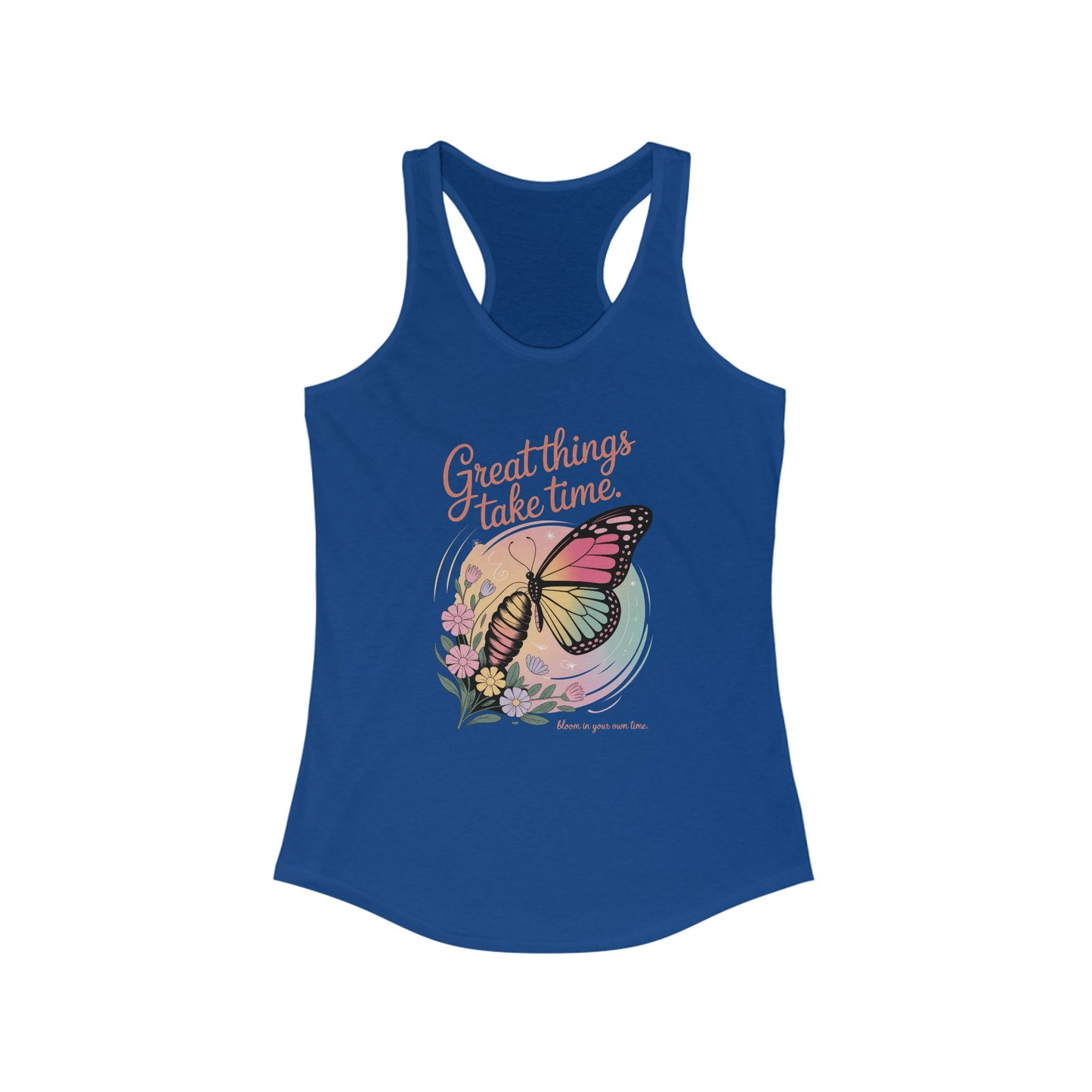 Great Things Take Time Butterfly Tank Top, Inspirational Workout Tank, Women's Fitness Apparel, Summer Activewear, Gift for Her