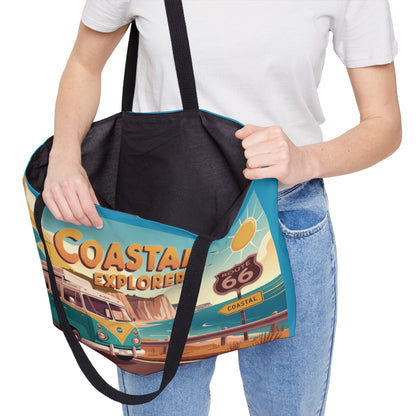 Coastal Adventure Weekender Tote Bag, Beach Bag, Travel Tote, Road Trip Essentials, Stylish Carry-All for Explorers