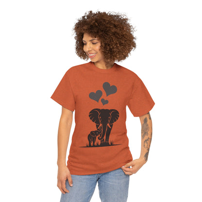 Elephant Mom and Baby T-Shirt, Elephant Love Cotton Tee, Cute Animal Shirt, Animal Lover Gift, Cute Minimalist Elephant Design