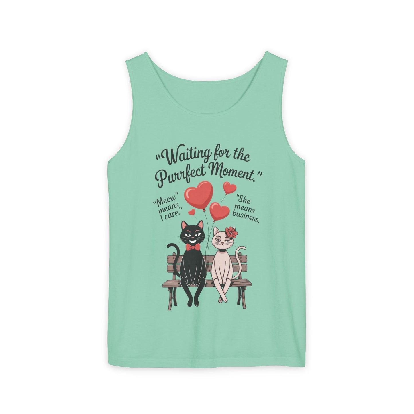 Cute Cat Lovers Tank, Womens Heavy Cotton Tank Top for Pet Owners, Funny Cat Tee, Gift for Cat Lovers, Casual T-Shirt, Animal Art Tee