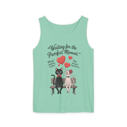 Cute Cat Lovers Tank, Womens Heavy Cotton Tank Top for Pet Owners, Funny Cat Tee, Gift for Cat Lovers, Casual T-Shirt, Animal Art Tee