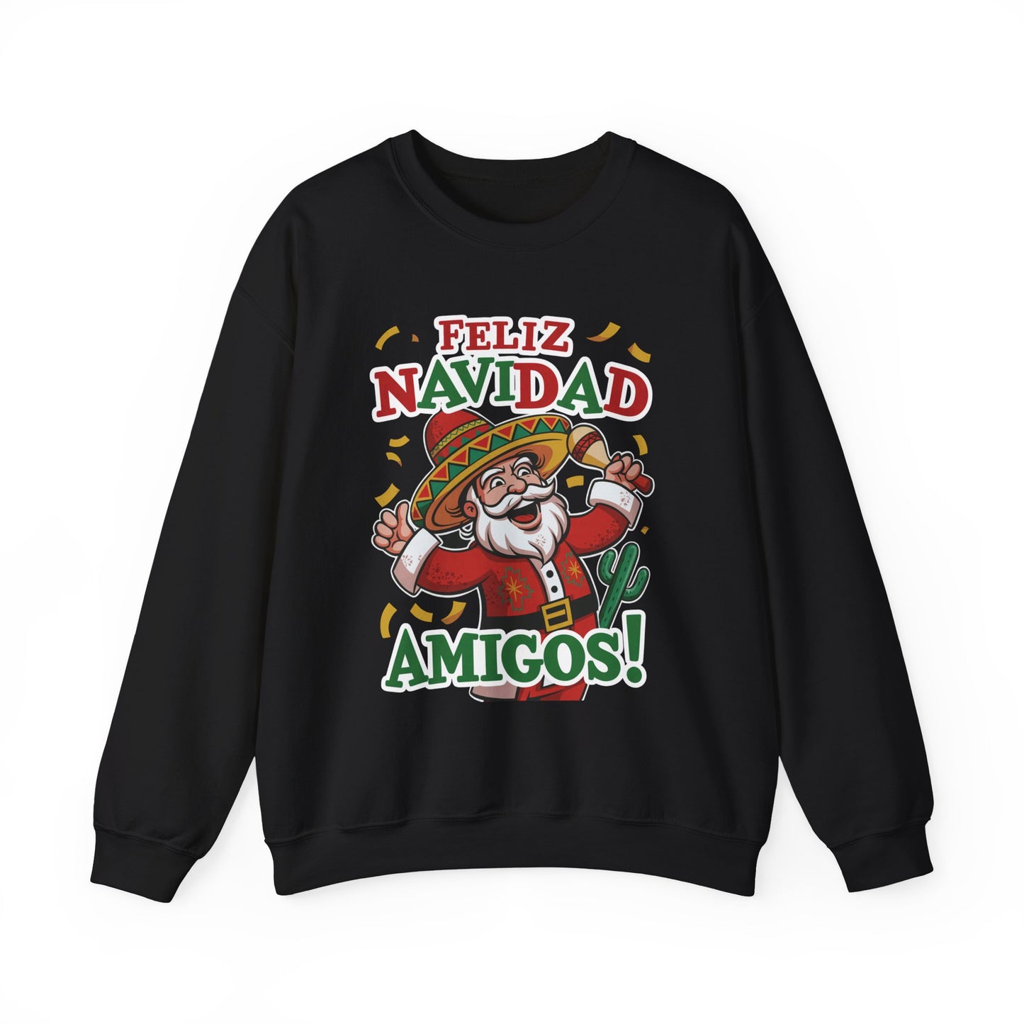 Feliz Navidad Amigos Sweatshirt, Funny Mexican Santa Christmas Jumper, Latin Holiday Fiesta Pullover