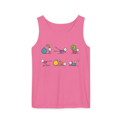 Womens Garment-Dyed Tank Top, Fit Fun Pilates Womens Tank Top, Cute Workout Shirt, Funny Yoga Gym Top for Women