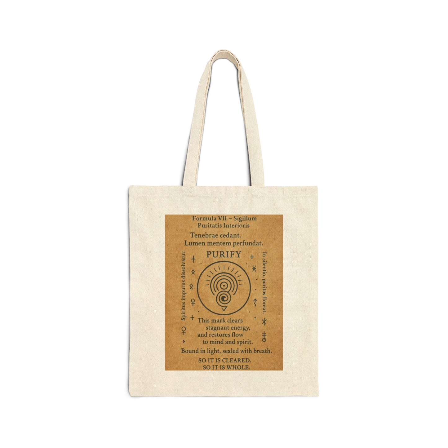 Sigil of Inner Purity Tote Bag, Energy Cleansing Symbol, Mystic Spiral Bag, Witchy Mind Spirit Alignment Charm, Spiritual Purification Tote