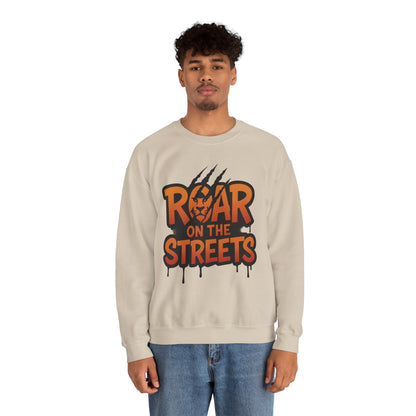 Men's Heavy Blend™ Crewneck Sweatshirt, Roar on the Streets Mens Lion Crewneck Sweatshirt