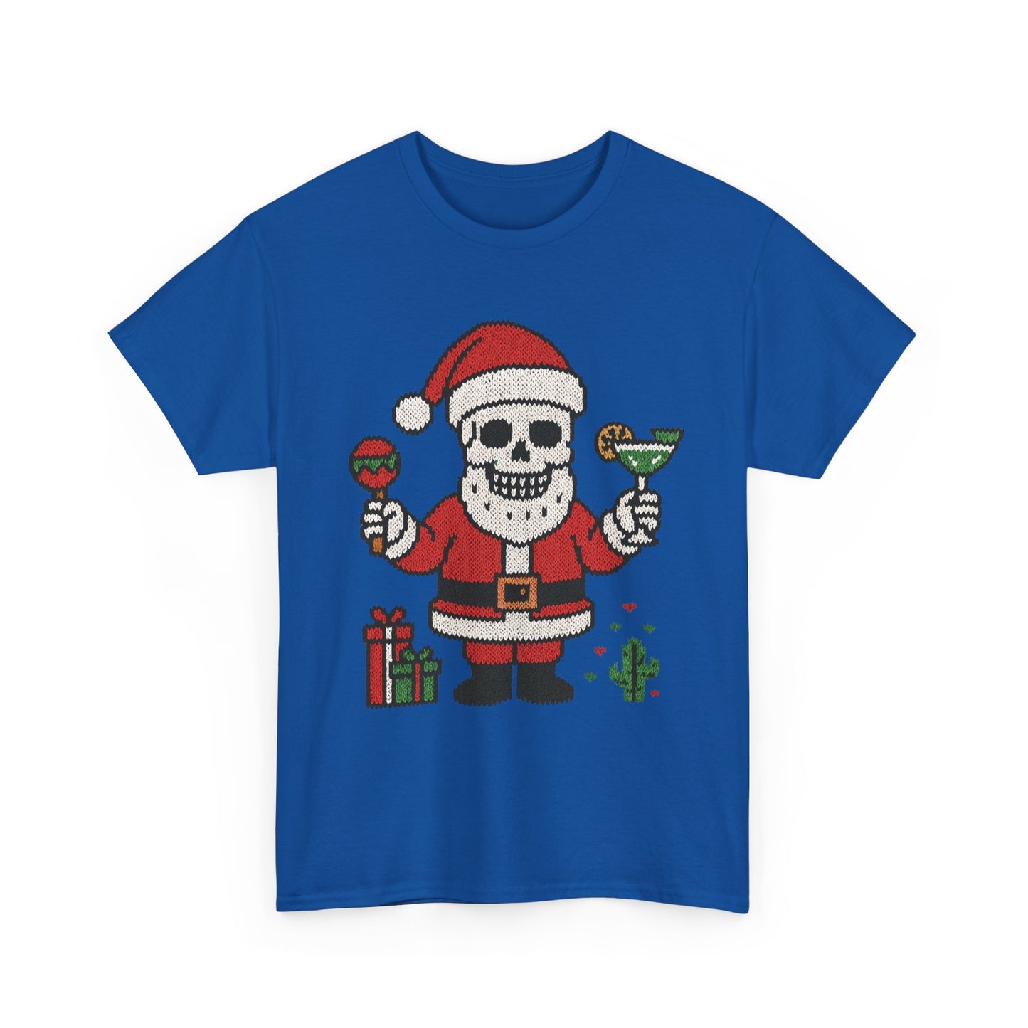 Funny Santa Skull Christmas Men's Shirt, Holiday Margarita Tee for Men