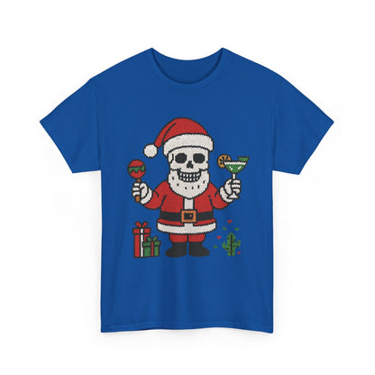 Funny Santa Skull Christmas Men's Shirt, Holiday Margarita Tee for Men