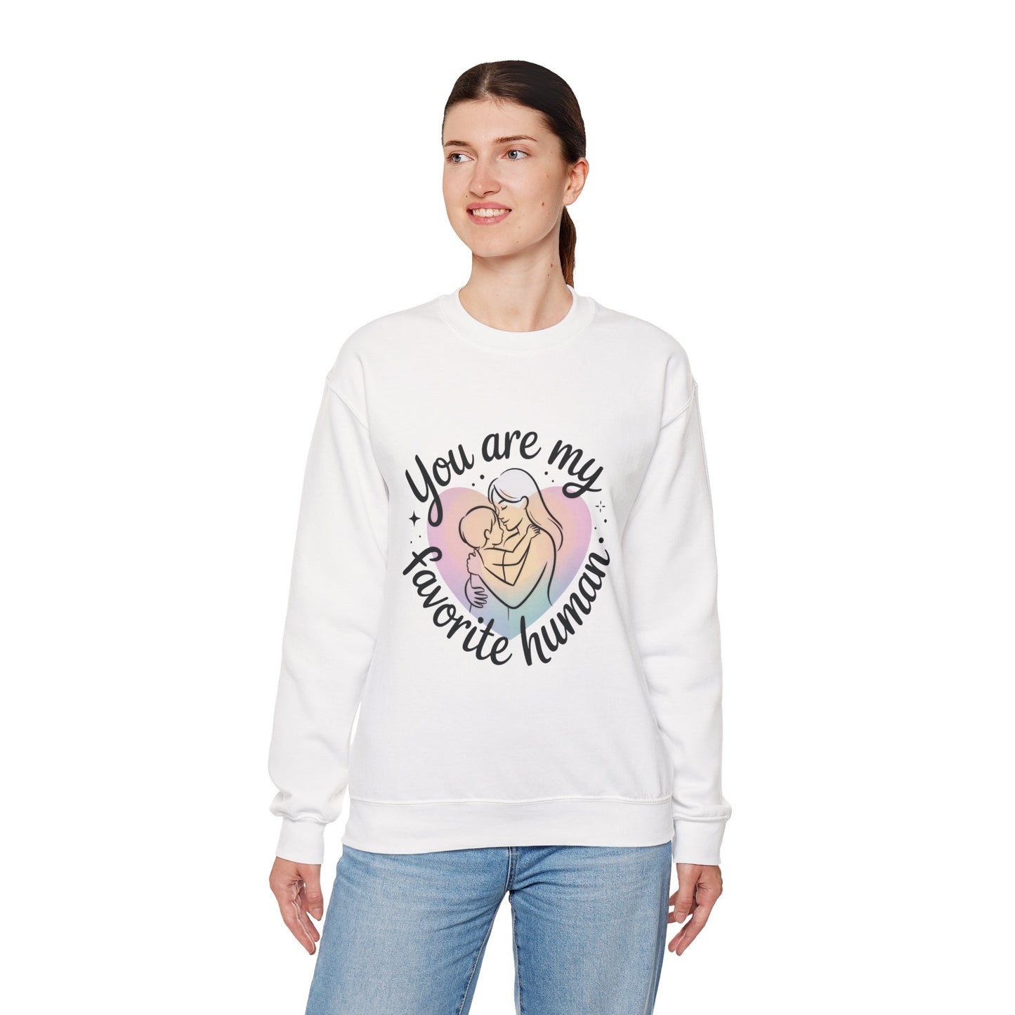 You Are My Favorite Human Mom Sweatshirt, Cute Pastel Heavy Blend Crewneck for Mothers Day, Cozy Gift for Moms, Mothers Day Gift
