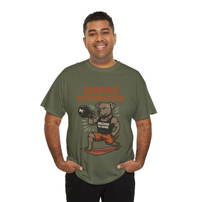 Funny Gym Dog T-Shirt for Men, Workout Bulldog Graphic Tee, Fitness Motivation Shirt, Dog Lover Gift, Dogged Determination Gym Tee
