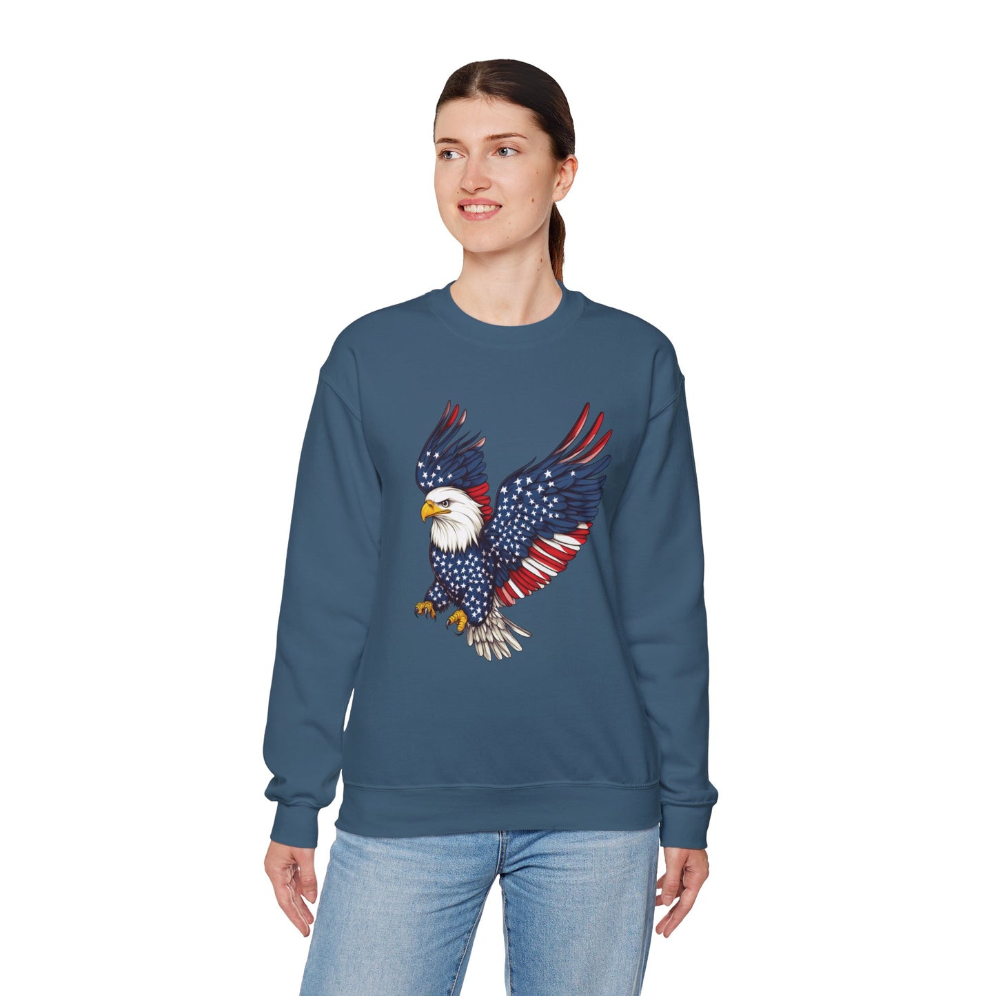 Patriotic Eagle Sweatshirt, Unisex Crewneck, USA Pride Apparel, Cozy Everyday Wear, Perfect for Independence Day, Gift for Patriots