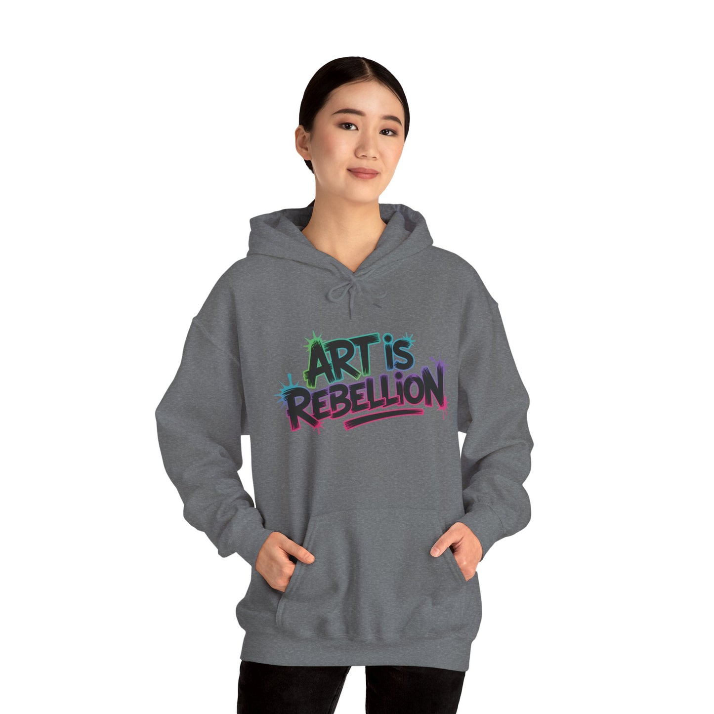 Art Is Rebellion Hoodie, Women's Graffiti Street Art Hooded Sweatshirt, Rebel Graphic Statement Pullover, Heavy Blend™ Hooded Sweatshirt
