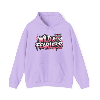Women's Hoodie Wild & Fearless, Tiger Graffiti Graphic Pullover, Bold Urban Streetwear Hoodie