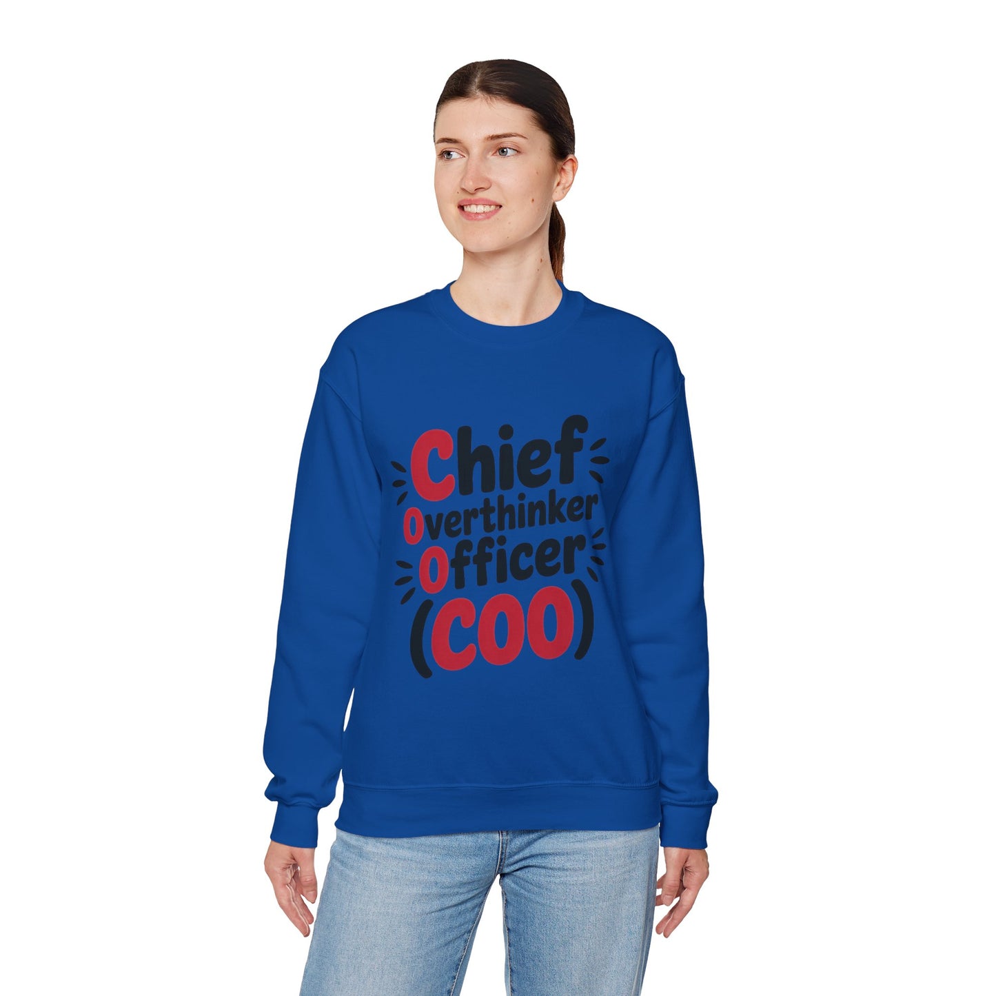Chief Overthinker Officer Women's Sweatshirt, COO Funny Office Humor Graphic Pullover, Women's Heavy Blend™ Crewneck Sweatshirt