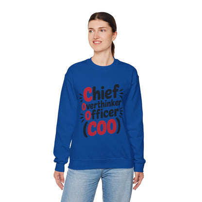 Chief Overthinker Officer Women's Sweatshirt, COO Funny Office Humor Graphic Pullover, Women's Heavy Blend™ Crewneck Sweatshirt