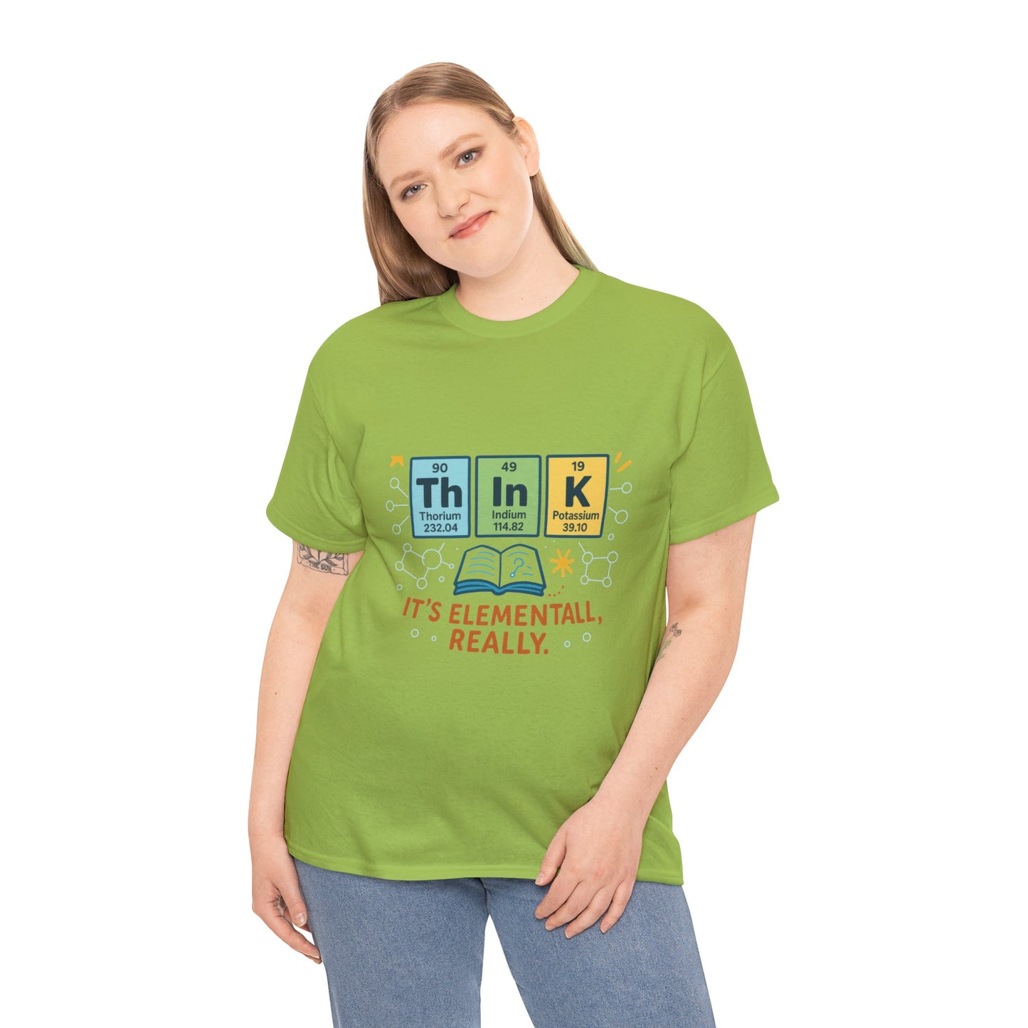 Smart Womens Science T-Shirt, THINK Periodic Table Tee, Funny Elemental Nerd Gift for Her, Graphic Tee for Science Lovers