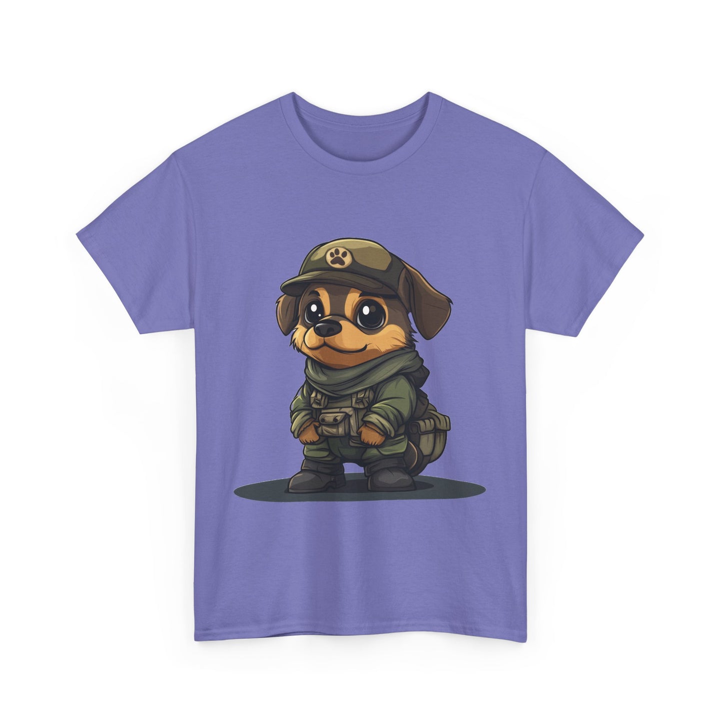 Funny Dog Soldier Tee, Cute Military Dog Cartoon Unisex Heavy Cotton Tee , Pet Lover Gift, Gift for Dog Owners, Gift for Army Fans