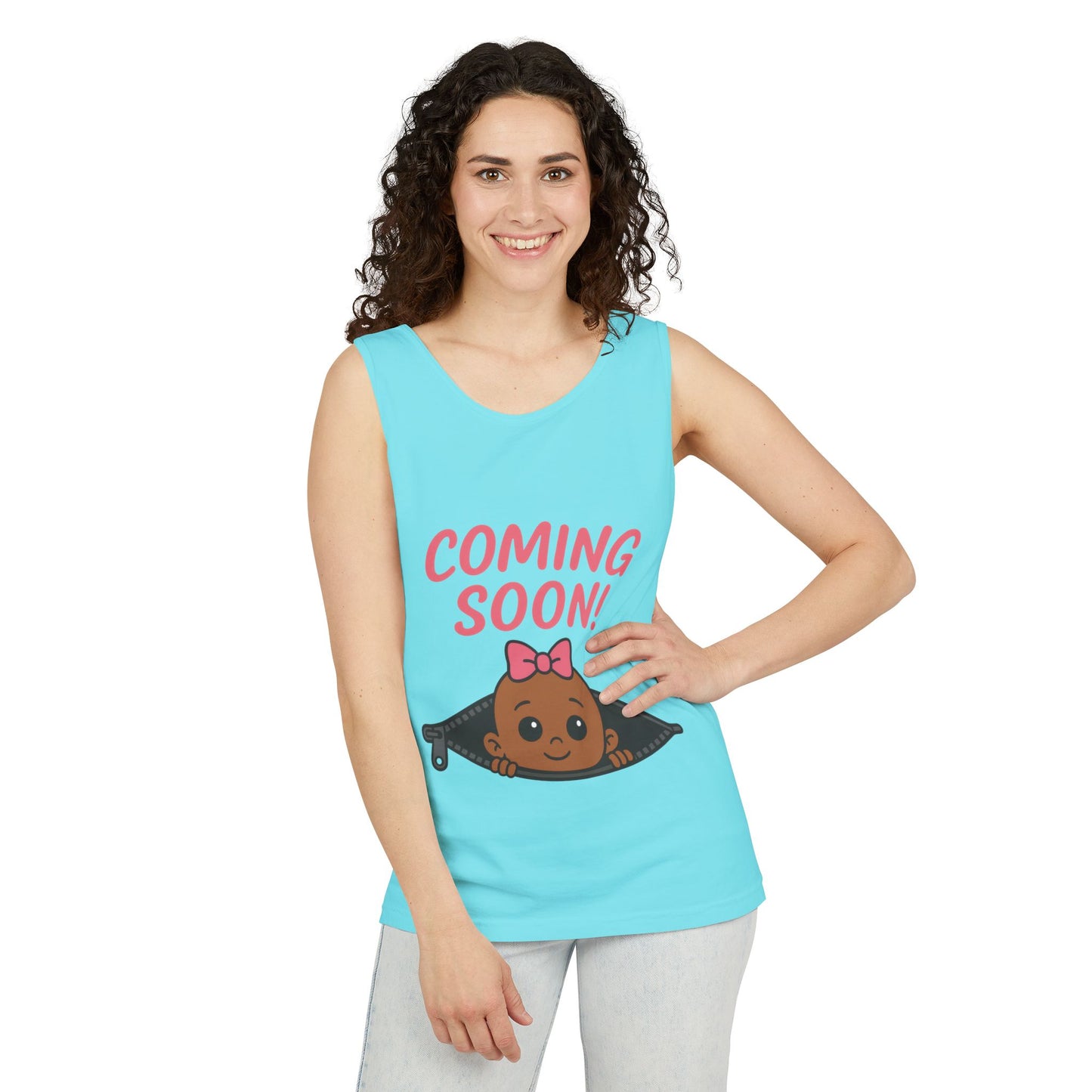 Coming Soon Maternity  Tank Top, Cute Baby Girl Pregnancy Announcement Shirt, Expecting Mom Gift, Gender Reveal Tank, Baby Shower Gift