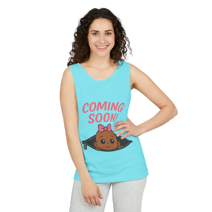 Coming Soon Maternity  Tank Top, Cute Baby Girl Pregnancy Announcement Shirt, Expecting Mom Gift, Gender Reveal Tank, Baby Shower Gift