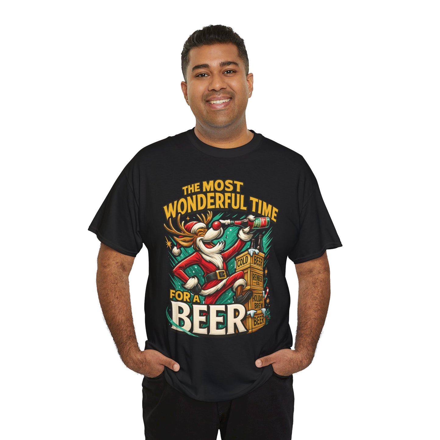 Funny Christmas Beer T-Shirt for Men, The Most Wonderful Time for a Beer