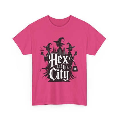 Women's Hex and the City Witch Shirt, Gothic Witches New York Skyline Halloween T-Shirt for Women