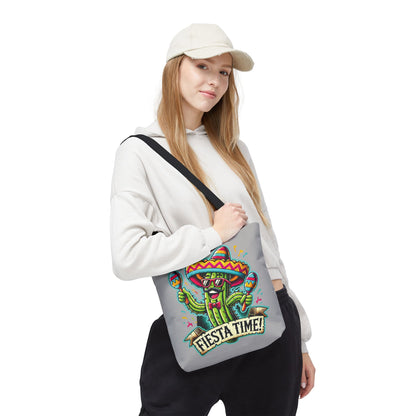 Fiesta Time Cactus Tote Bag, Funny Mexican Party Gift, Sombrero Maracas Print, Cinco de Mayo Bag, Summer Festival Tote, Beach Bag, Shopping