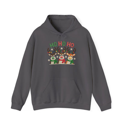 Ho Ho Ho Reindeer Hoodie, Cute Christmas Holiday Pullover for Women